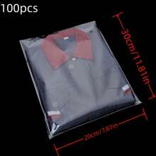 100 个大号自封玻璃纸袋自粘式透明可重复密封玻璃纸塑料袋,用于包装衣服、T 恤、裤子、饰品 - 白色 - 查看 7