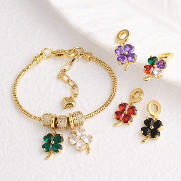 Pulsera colgante con trébol de la suerte de diseño colorido recién diseñada, accesorio de joyería para uso diario para mujeres