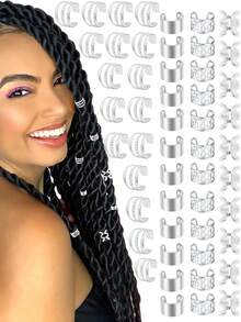 40 件发饰，适合辫子，金色发箍，多款式发环，可调节发珠，适合辫子辫子配件，适合女性和女孩，爪夹，发夹，发夹，发夹，学校用品