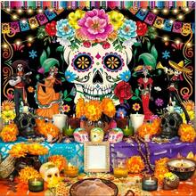 Fondo de pared de vacaciones mexicanas, decoración para cabina fotográfica, suministros multifuncionales para fiestas en el hogar y en la puerta trasera, decoración de pared y puerta para vacaciones de los no muertos