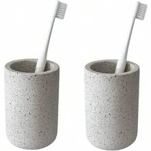 ATGRWYER 2PCS Concrete Bathroom Tumbler Cup Set,Toothbrush Holder,Hotel Mouthwash Cups Made Of Cement Material With A Sense Of Design - Default - View 1
