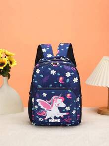Individueller Schulanfang Einhorn Dinosaurier Mini Rucksack, personalisierter Name oder Feiertagsgruß Muster. Gestalte deinen eigenen Rucksack. Modisch lässig, vielseitig süßer Cartoon Einhorn Dinosaurier Bagger Baustellenfahrzeug Muster Rucksack. Leichter Münzbeutel, perfekt für Teenager für den täglichen Gebrauch, Ausflüge, Reisen und Einkaufen. Druckmusterposition zufällig - Text 2 - Übersicht 16