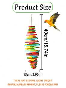 1 pièce Jouet à mâcher et à poncer multicolore et multicouche pour perroquet, jouet en bois pour oiseaux, décoration de cage à oiseaux (toutes les couleurs d'accessoires sont distribuées au hasard) - Multicolore - Voir 8