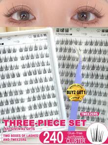 240/120 Cluster Glue-Free Makeup Remover Eyelash Cluster, C 0.07 Natural Makeup Effect, DIY Eyelash Extension, False Eyelashes, Natural Cluster, Cosplay Eyelashes, 10 Rows Wearing, Glue-Free Eyelashes, Natural Lengthening False Eyelash Cluster, Women's Eye Party Nightclub Makeup Beginner Tool, Cat Eye Eyelashes, Self-Adhesive Eyelash Fan, Skin-Friendly Ultra-Light, Halloween Eyelash Makeup, Christmas Eyelashes, Eyelash Cluster, Eyelash Cluster, Individual Eyelashes, Eyelashes, False Eyelashes
