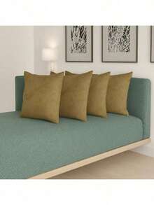 Kit Of 4 Decorative Cushion Covers With Jacquard Zipper - Khaki - View 1