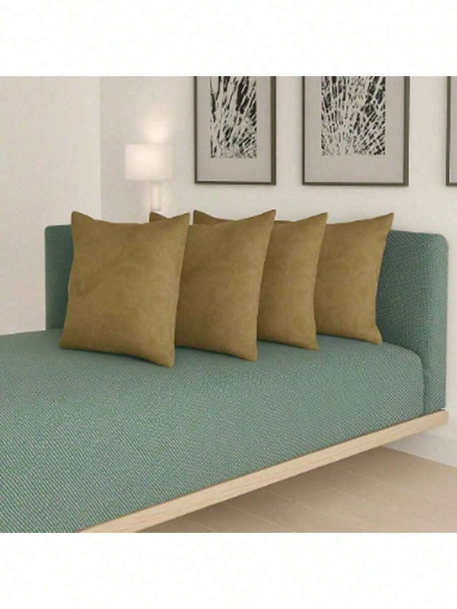 Kit Of 4 Decorative Cushion Covers With Jacquard Zipper - Khaki - View 1