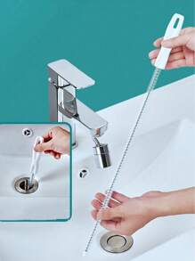 1pc Flexible Drain Cleaning Brush, Flexible Pipe Drain Brush, Flexible Sink & Drain Cleaning Brush, Drainage Cleaning Equipment, Bathroom Accessory Drain Unclogging Tool, Sink Overflow Cleaning Brush, Household Drain Hair Catcher, Sewer Dredge Hair Clog Remover,