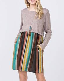 Boho Retro Gingham Red Blue Yellow Square Neck Sleeveless Ruffle Dress - Dusty Pink - View 11
