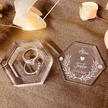 Personalisierte eingravierte Acrylring-Box, kundenspezifische hexagonale Ringbox, Verlobungsschmuckringbox, Hochzeitszeremonie Geschenk