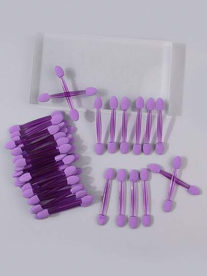 50支装多功能眼影海绵刷，双头化妆刷，适合初学者，眼妆晕染刷，美甲粉刷，可重复使用且便携，眉刷，眼影刷，螺旋刷