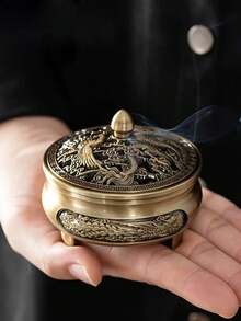 1个复古金属蚊香炉，蚊香架，便携式铁质香炉，带花卉图案和手柄，适合室内外使用。 - 彩色 - 查看 10