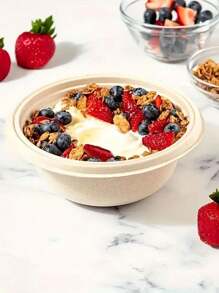 10个装一次性纸碗防漏汤碗火锅蘸酱碗圆形外卖盒纸浆沙拉碗