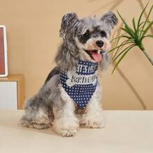 1pc Pet Accessory, Cute Bone & Star Pattern Pet Birthday Triangle Bandana - Multicolor - View 4