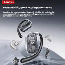 Lenovo Tai nghe Bluetooth EA340 móc tai mở không nhét tai thể thao chống nước và chống mồ hôi chạy bộ chơi nhạc tai nghe không dây Bluetooth 5.4 thời lượng pin cực dài độ trễ thấp màu đen - màu đen - Xem 6