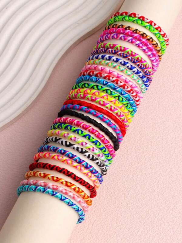 10/20Pcs/Lot Fashion Woven Handmade Adjustable Girl Boy Bracelet Friendship Jewelry Accessories Party Gifts