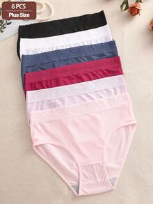 6pcs/Set Solid Color High Waist Lace Patchwork Design Comfortable Breathable Maternity Briefs Underwear Set For Women