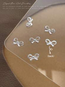 10/100/500pcs 3D Silver Bow Heart Nail Art Decorations, Korean Style Metal Bow, Star, Moon Nail Jewelry, Y2K Punk Nail Gems, DIY For Acrylic Nail Stickers, Phone Cases, Shoes, Clothes, Bags Nails Nail Supplies Nail Charms - Multicolor - View 6