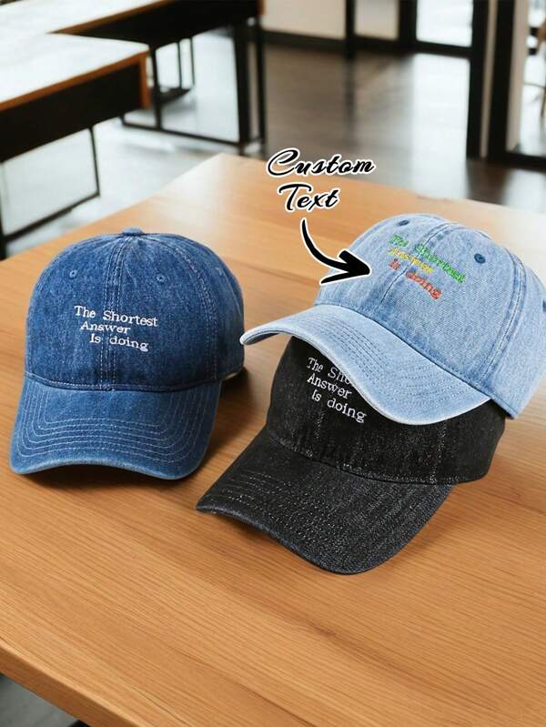 1pc Customized Unisex Baseball Cap With Text/Logo, Trucker Hat For Company Team, Casual Couple Gift