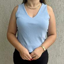 Kit Of 2 Women's Basic Social Tank Tops With Thick Straps, V-Neck, Lined In Duna Fabric - 紅色和淡藍色 - 查看 7