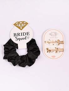 2 Sets Elegant Satin Hair Scrunchies & Faux Pearl Hair Clips Set, Gold Foil Hair Clips, Bridal Party Crystal Hair Scrunchies, Damage-Free Hair Accessories, Suitable For Weddings, Engagements, Bachelorette Parties, Hair Decor, School Supplies, Gifts, Head Accessories