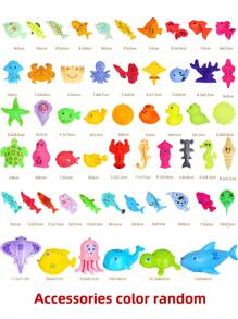 4 Types Of Fishing Game Toys (0-25 Inches), Magnetic Fishing Toy Games, Bathtub Toy Sets, Made Of ABS Material, Floating Fishing Game Toys (Random Style And Color Assembly), Including Fishing Rods, Fishing Nets, Fish, Etc. The Fish Mouths Come With Magnetic Attraction, Inflatable Swimming Pools, Fishing With Family And Friends, Bathing Play, - Multicolor - View 4