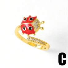 Nuevo anillo ajustable de gota de aceite de insecto chapado en oro de 18K de cobre para uso diario de mujeres