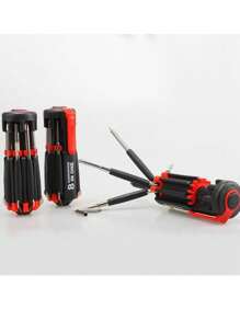 طقم مفك 8 في 1 - مفك متعدد الأغراض مع مصباح لإصلاح المنزل، محمول وملائم