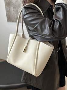 Nuevo bolso de hombro versátil de mujer de unicolor de lujo - Blanco - Ver 7