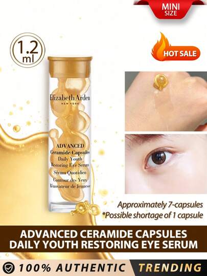 ELIZABETH ARDEN Elizabeth Arden [Mini] Sérum para ojos rejuvenecedor diario Advanced Ceramide Capsules 1.2ml / 7 piezas / Suave y sedoso gel encapsulado para el contorno de ojos / Sellado para mantener fuera la luz y el aire, y conservar la máxima potencia y frescura / Repone los lípidos esenciales que se producen naturalmente