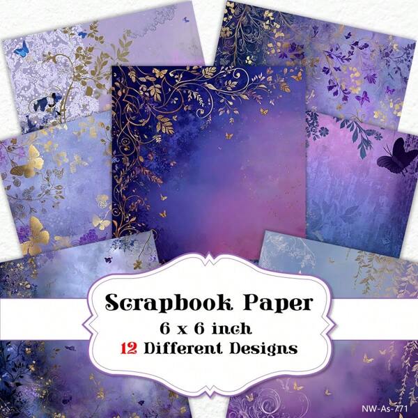 36 Sheets 6"X 6" Scrapbook Paper, Art Craft Pattern Paper For Scrapingbook Craft Cardstock Paper, DIY Decorative Background Card Making Supplies, Diary Scrapbooking Supplies, Decorative Paper Craft Supplies - The Purple Starry Sky,School Supplies,Back To School