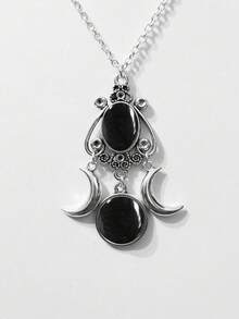 这款独特而富有创意的波西米亚风格月亮女神项链，配有紫色水晶吊坠，是送给女性的完美礼物。