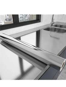 1 卷自粘壁纸采用金属材质制成，防油、防水、耐高温乙烯基墙贴，适用于厨房、橱柜、客厅桌面、家居装饰客厅和墙壁装饰、美学纸，装饰您的家居客厅装饰房间装饰墙纸 - 彩色 - 查看 2