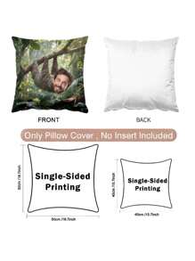 1pc Funny Sloth Face Printed Pillow Cover, Customized Pillowcase, Creative Housewarming Gift For Friends
