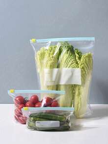 30个/10个装可重复密封食品保鲜袋，透明塑料拉链袋，适用于谷物、肉类、水果和蔬菜，双面密封袋，冷冻袋，加厚密封袋，高密度袋，可拆卸食品袋，厨房用品，厨房食品储存，厨房配件 - 彩色 - 查看 8