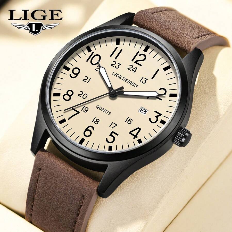 Foxbox Reloj de cuarzo fashion simple LIGE para hombre, reloj deportivo multifuncional para estudiantes, con calendario luminoso disponible en varios colores