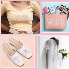Miếng dán đính đá pha lê AB A-Z, thích hợp cho quần áo, nhãn dán đính đá ngọc trai, có thể may hoặc dán, nhãn dán tên tự làm. - Hồng - Xem 7