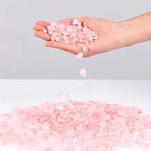 400克粉晶玫瑰石英碎石碎水晶石英不对称形状砾石鹅卵石DIY光滑岩石用于盆栽树脂艺术花瓶鱼缸水族箱玻璃容器填充物水族箱砾石节日礼物送给女孩和女人 200克 - 粉色 - 查看 7