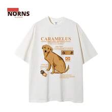 Caramel Dog Basic T-Shirt Casual Shirt Blouse Unisex Men Women 100% Cotton Top Premium Streetwear New Arrival Immediate Shipping Various Colors!! Plus Size - 白色 - 查看 1