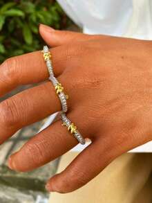 1 件设计师彩色锆石四叶草串珠手链，简约奢华优雅风格，材质，经典元素，高品质日常佩戴