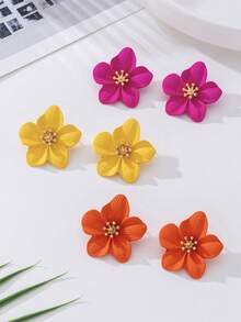 3 Cặp bông tai hình hoa Dopamine xinh xắn dành cho nữ, thích hợp đeo hàng ngày, hẹn hò, đi nghỉ, làm quà tặng sinh nhật cho bạn gái - Nhiều màu - Xem 2