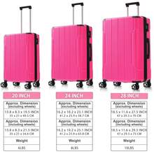 Bộ hành lý cứng MERAX Bộ 3 vali kéo có khóa TSA Vali du lịch nhẹ 20''24''28'' Vali Vali Vali bền chắc Hành lý du lịch xách tay - Màu Hoa hồng đỏ - Xem 2