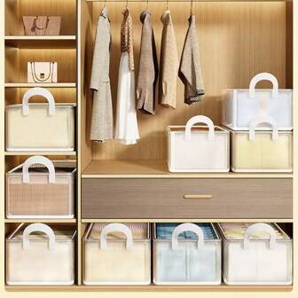 6pcs/Set PVC Grid Steel Frame Stackable Storage Cubes - Foldable & Washable Clothing & Bedding Organizers - For Clothes, Linens & Accessories - Waterproof & Washable