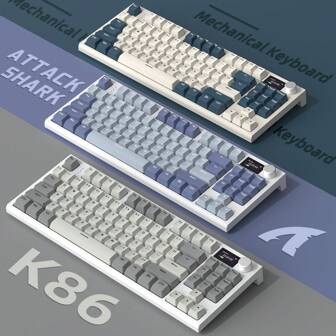  ATTACK SHARK K86 Wireless Mechanical Keyboard Apex Pro TKL 75%, 2.4G/Bluetooth/Wired Gaming Keyboard M75, Gasket Mount With Color Display & Knob, RGB Backlit, Hot Swappable Linear Switch