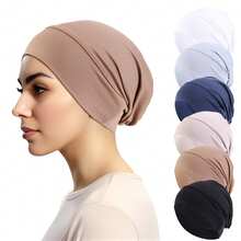 6pcs Women Elastic Headscarf Cap, Base Small Cap, Chemo Cap, Hair Care Cap, Suitable For Daily Use Hair Sleep Cap - 6-piece Set - View 2
