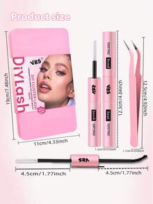 Set de 3 piezas: 1 caja de pestañas postizas negras y 1 pegamento para pestañas de doble cara y una pinza para cejas en ángulo rosa, pestañas falsas VBS30D/40D D/100A/100D, 32 hebras de pestañas cuadradas en caja, psemiles largos y definidos con tallos suaves y finos, 5ml + 2 súper fuerte, pegamento de cejas 2 en 1, adecuado para maquillaje diario/fiesta, edición limitada para fiestas y artículos de maquillaje