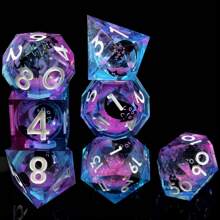 Liquid Core Cat Dice Set 7Pcs With Box- Sharp Edge Cute Cat Style Resin Dice For D&D, Roleplaying Games, RPG, MTG, Table Games D20 D10 D8 D6 D4