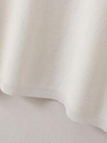 Jersey de cuello en V suelto con hombros caídos y manga corta para hombre - Blanco - Ver 8