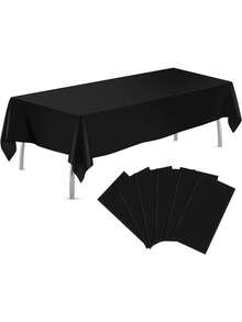 Black Plastic Table Cloth 54" X 108", Disposable Tablecloths Rectangle Table Cover, Plastic Tablecloths For Parties Halloween Decorations - Black - View 1