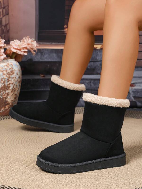 New Fashionable Versatile Outdoor Sports Shoes, Women's Solid Color Snow Boots