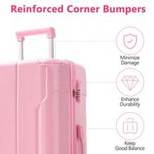 MERAX Luggage Sets 3 Piece, Hard Shell ABS Lightweight Durable Suitcases With Double Spinner Wheels 20/24/28 Inch (Pink) - 粉紅色的 - 查看 5